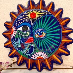 Vibrant Sun and Moon Mexican wall art 9”